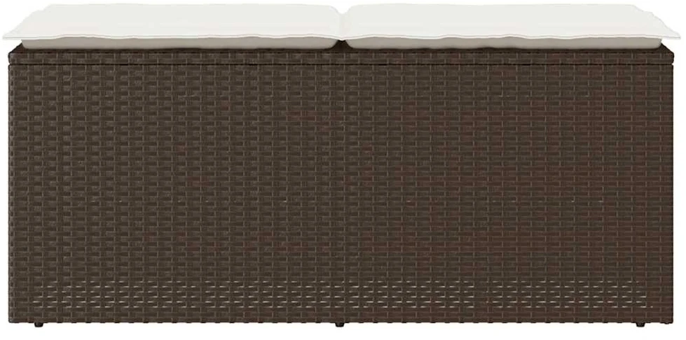 Sodo suoliukas su pagalvėle, rudas, 110x40x44 cm, poliratanas