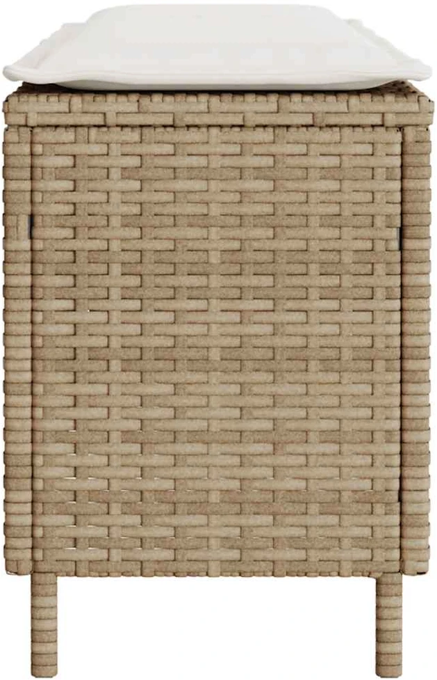 Sodo suoliukas su pagalvėle, smėlio spalvos, 110x30x40,5 cm, poliratanas