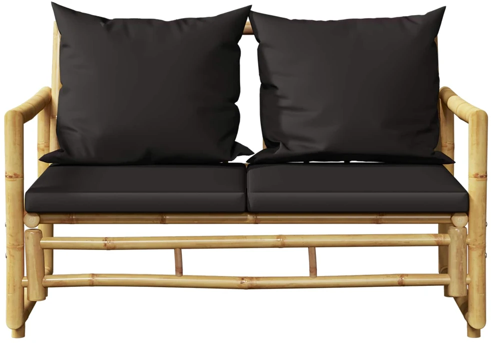 Sodo suoliukas su pagalvėlėmis, 115 cm, bambukas