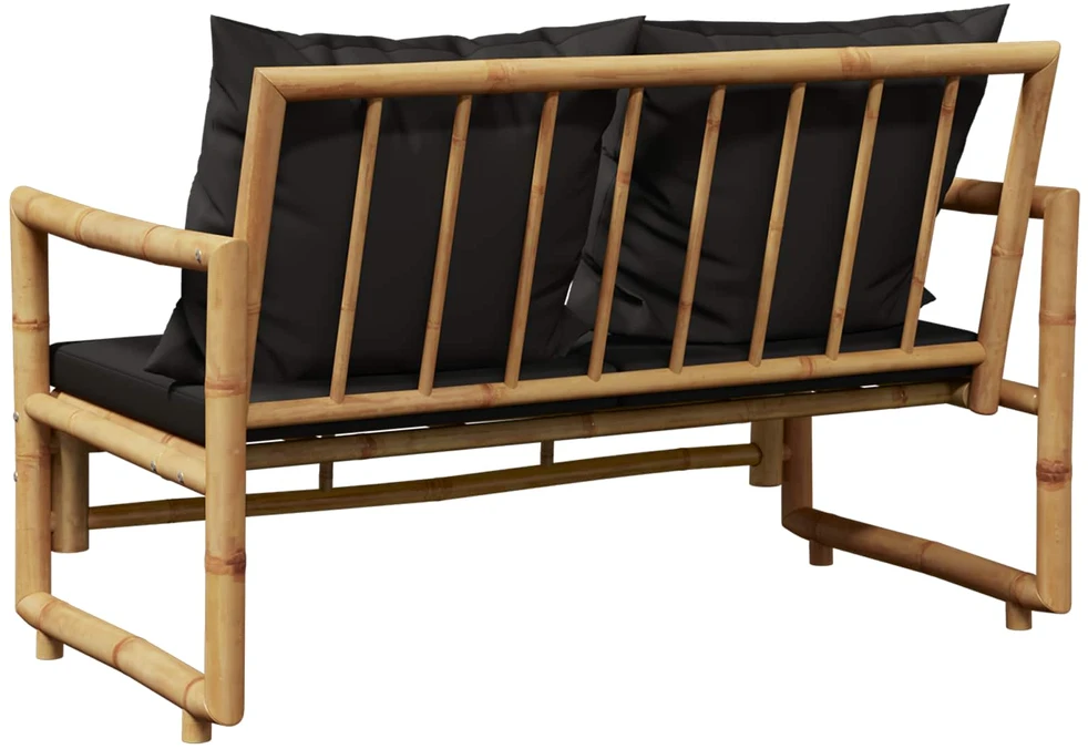Sodo suoliukas su pagalvėlėmis, 115 cm, bambukas