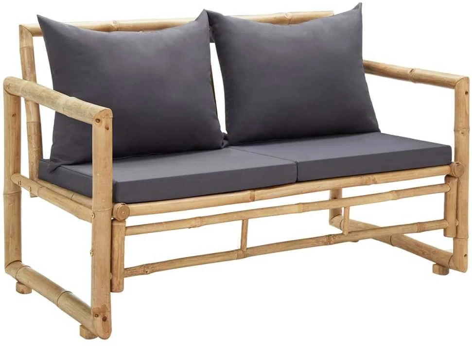 Sodo suoliukas su pagalvėlėmis, 115 cm, bambukas