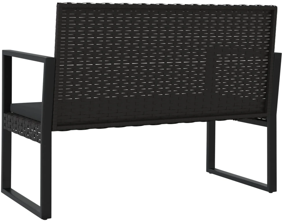 Sodo suoliukas su pagalvėlėmis, juodas, 106cm, poliratanas