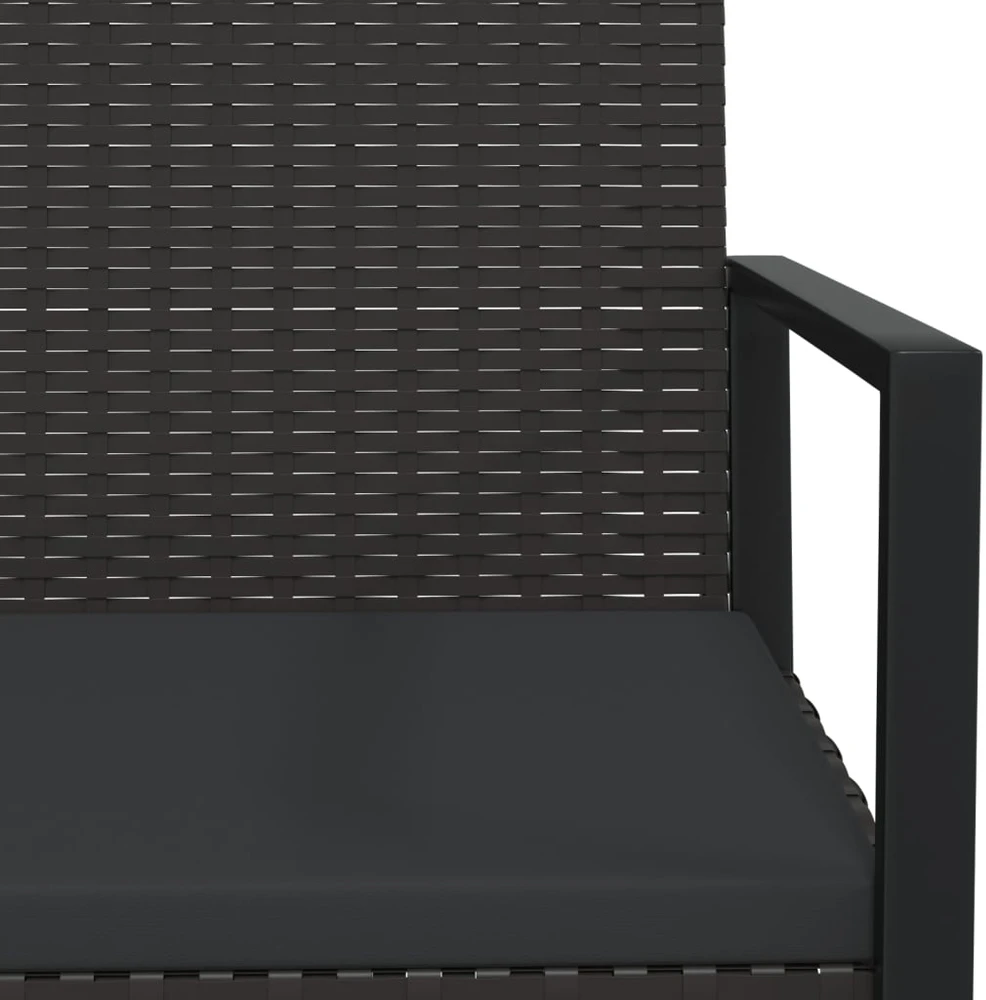 Sodo suoliukas su pagalvėlėmis, juodas, 106cm, poliratanas