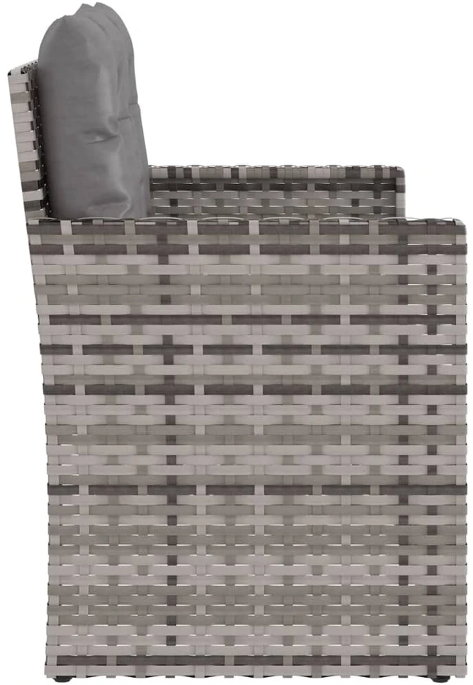 Sodo suoliukas su pagalvėlėmis, pilkas, 105cm, poliratanas