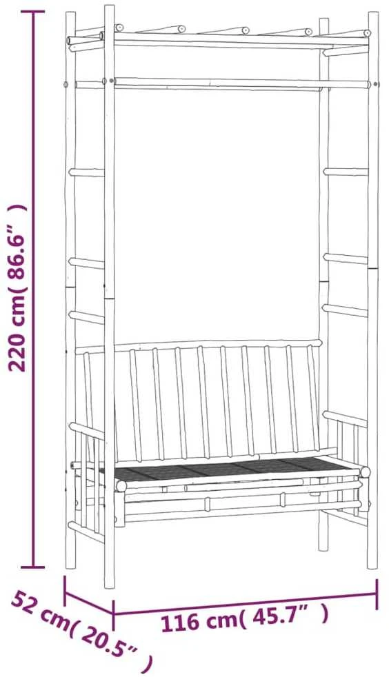 Sodo suoliukas su pergole, 116cm, bambukas