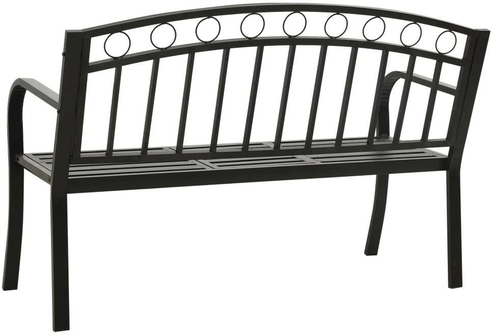 Sodo suoliukas su staliuku, juodos spalvos, 120cm, plienas