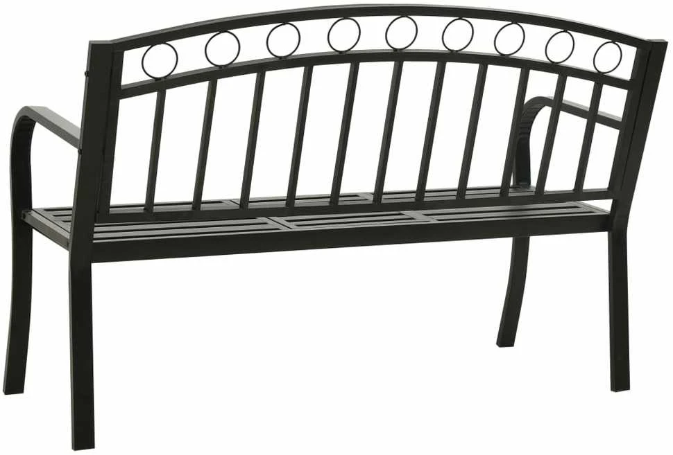 Sodo suoliukas su staliuku, juodos spalvos, 120cm, plienas