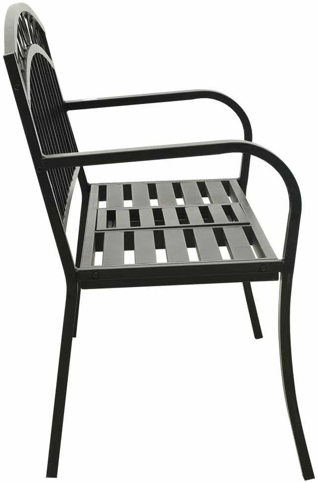 Sodo suoliukas su staliuku, juodos spalvos, 120cm, plienas