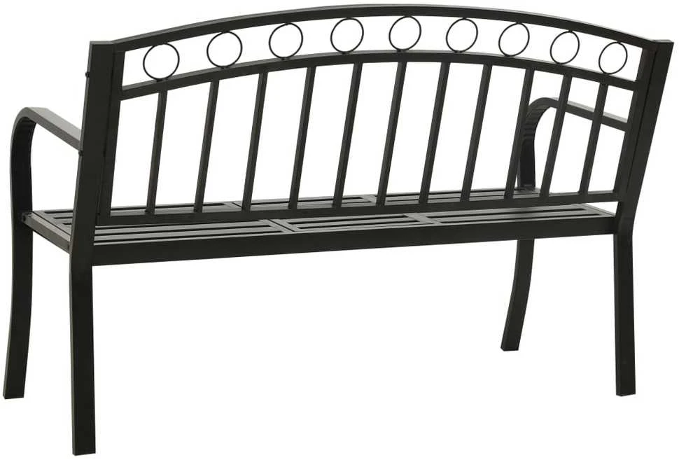 Sodo suoliukas su staliuku, juodos spalvos, 120cm, plienas