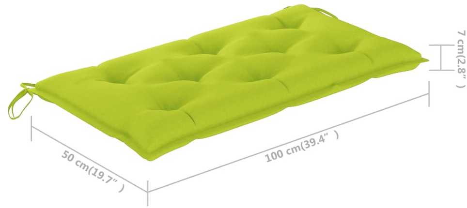 Sodo suoliukas su šviesiai žalia pagalvėle, 112cm, tikmedis