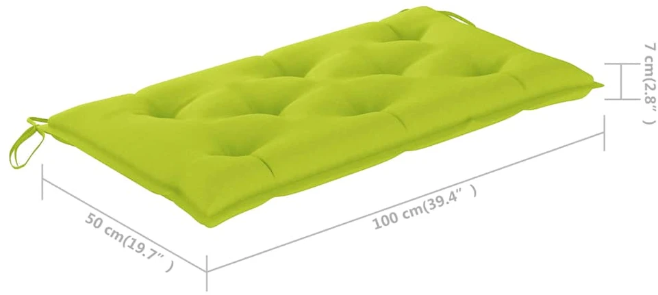 Sodo suoliukas su šviesiai žalia pagalvėle, 112cm, tikmedis