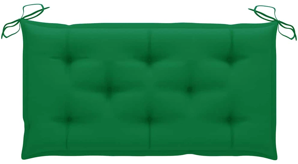 Sodo suoliukas su žalia pagalvėle, 112cm, tikmedžio masyvas