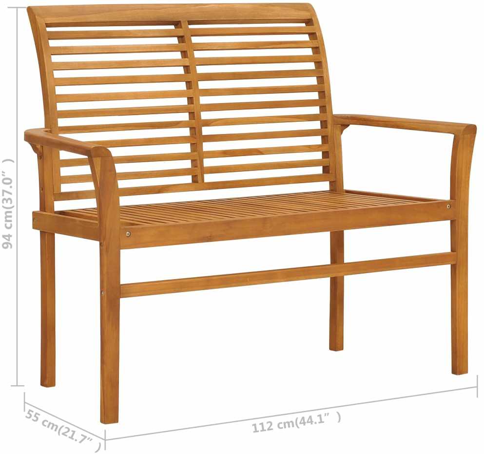 Sodo suoliukas su žalia pagalvėle, 112cm, tikmedžio masyvas
