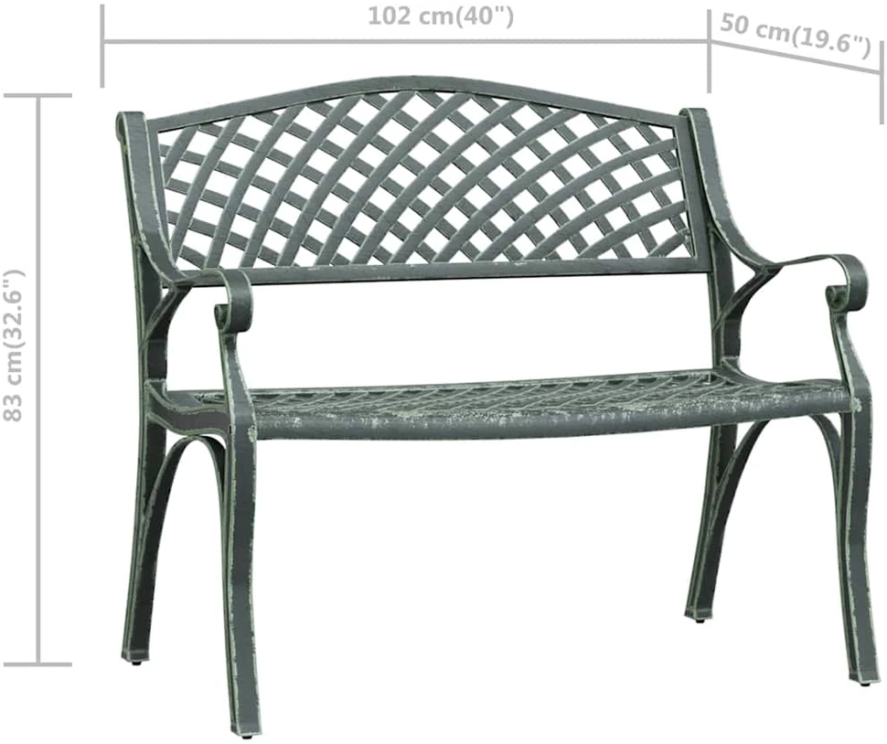 Sodo suoliukas, žalios spalvos, 102cm, lietas aliuminis