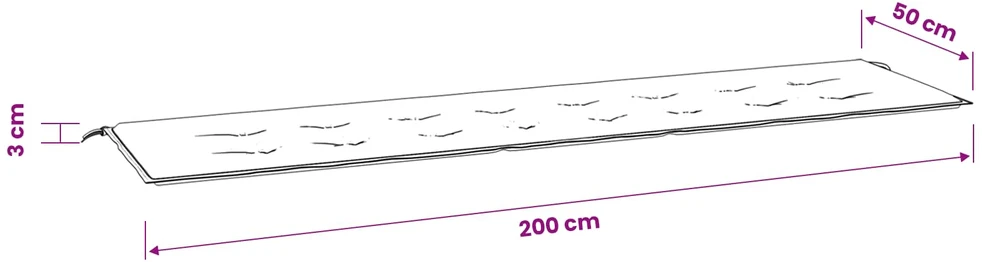 Sodo suoliuko pagalvėlė, tamsiai mėlyna, 200x50x3cm, audinys