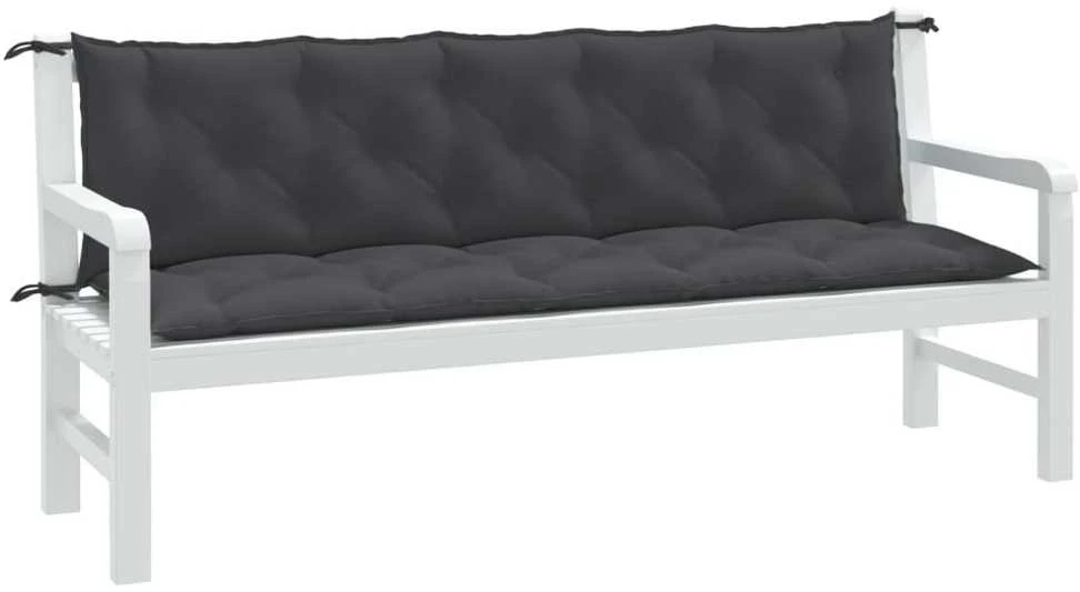 Sodo suoliuko pagalvėlės, 2vnt., antracito, 180x50x7cm, audinys