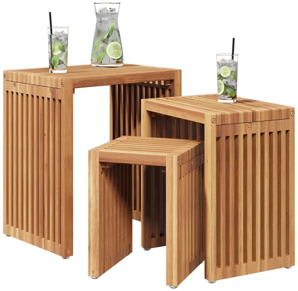 Sodo šoninis stalas 3 vnt. Ruda 33 x 44,5 x 51 cm