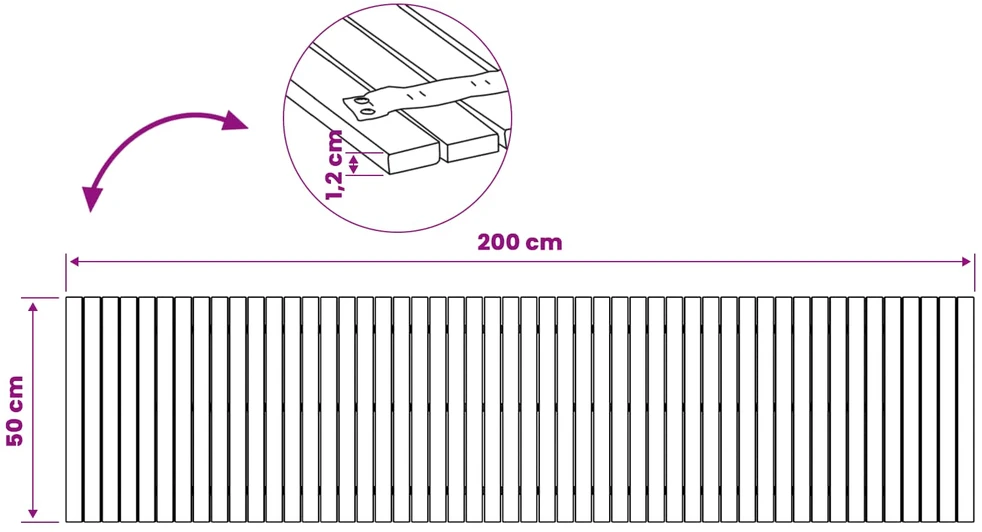 Sodo takas 3 vnt. Natūrali 200 x 50 cm Kietos akacijos mediena
