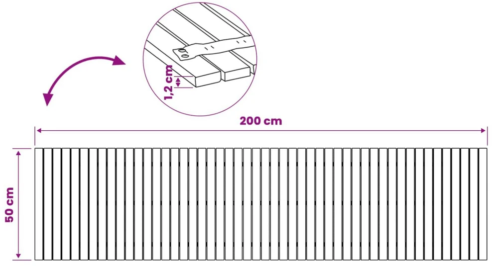 Sodo takas 3 vnt. Natūrali 200 x 50 cm Kietos akacijos mediena