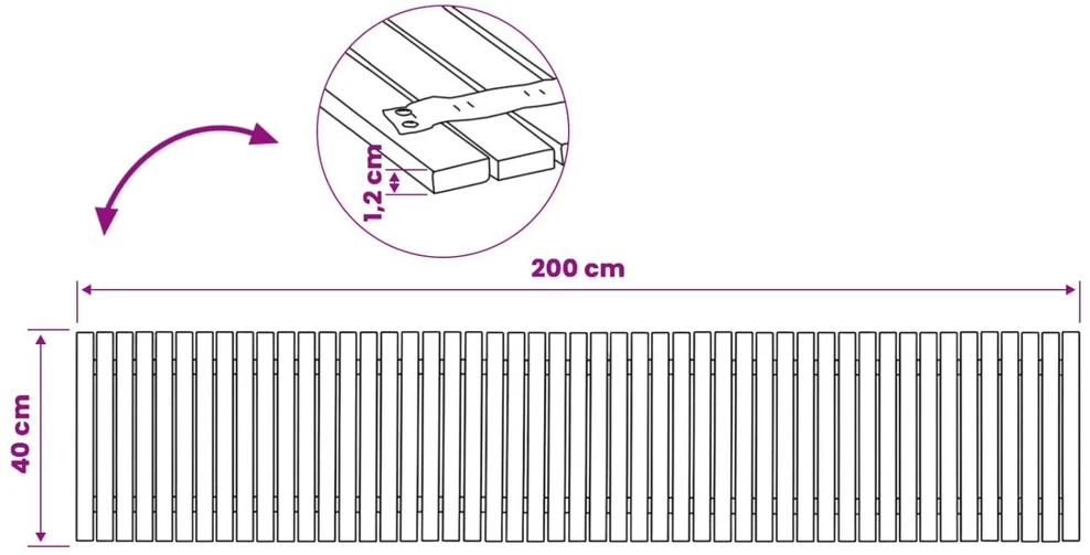 Sodo takas Natūrali 200 x 40 cm Kietos akacijos mediena