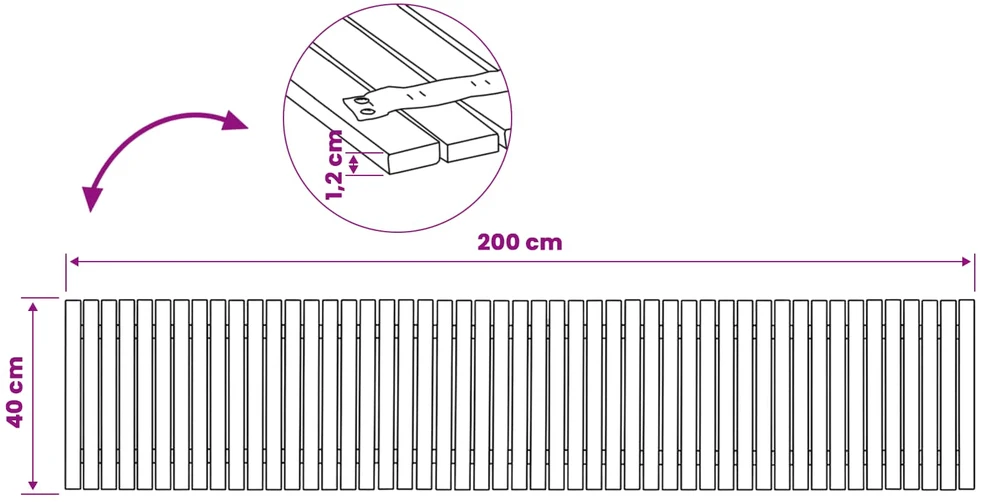 Sodo takas Natūrali 200 x 40 cm Kietos akacijos mediena