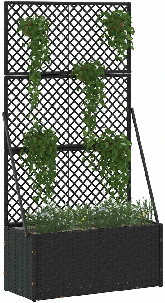 Sodo trelių vazonas Juodas 70 x 30 x 135 cm Metalas