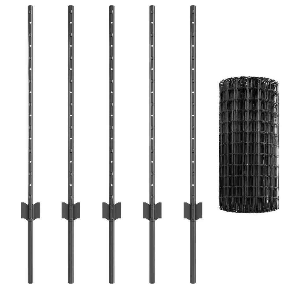 Euro tvoros su stulpu 10 x 0,8 m PVC dengtas plienas Pilka
