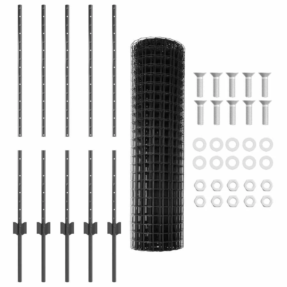 Euro tvoros su stulpu 10 x 1 m PVC dengtas plienas Pilka