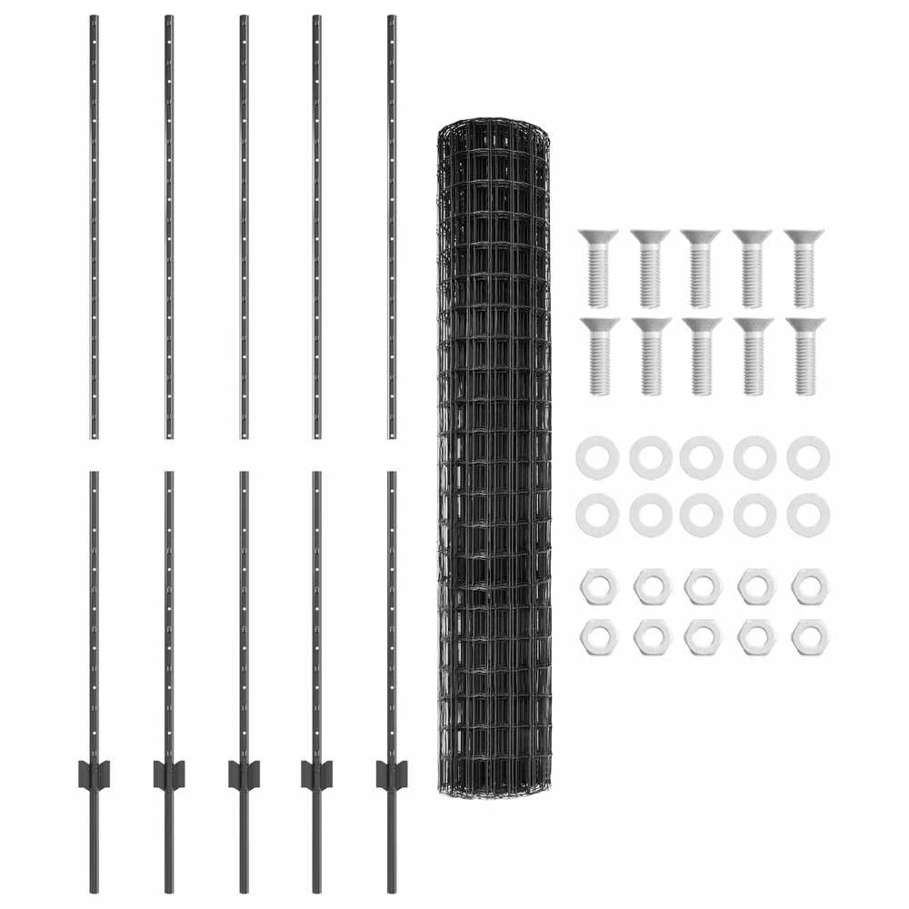 Euro tvoros su stulpu 10 x 1,5 m PVC dengtas plienas Pilka