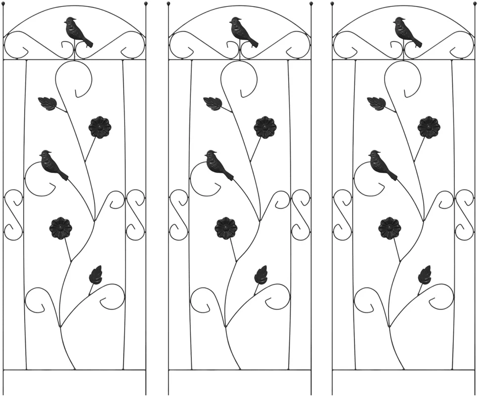 Sodo tvora 3 vnt. Juoda 110 x 40 cm Plienas