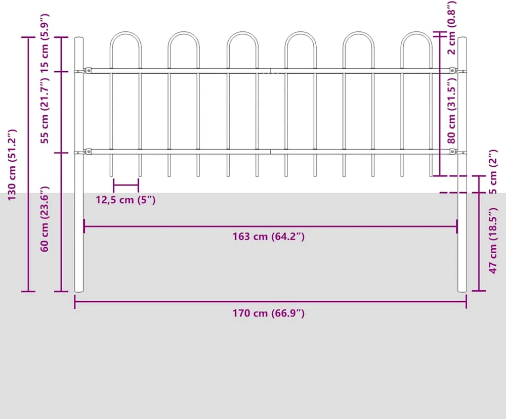 Sodo tvora BOXTEL 7 vnt. 11,9 x 0,8 m Miltelinis plienas Pilka