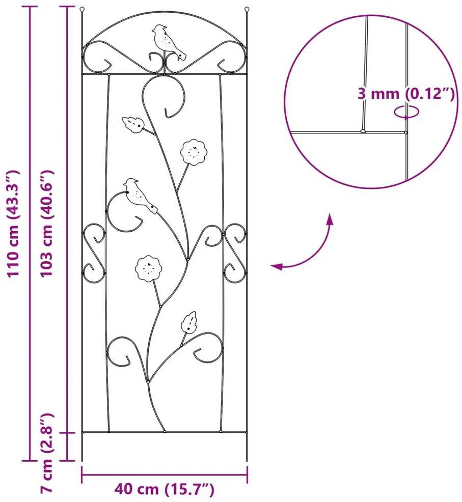 Sodo tvora 3 vnt. Juoda 110 x 40 cm Plienas
