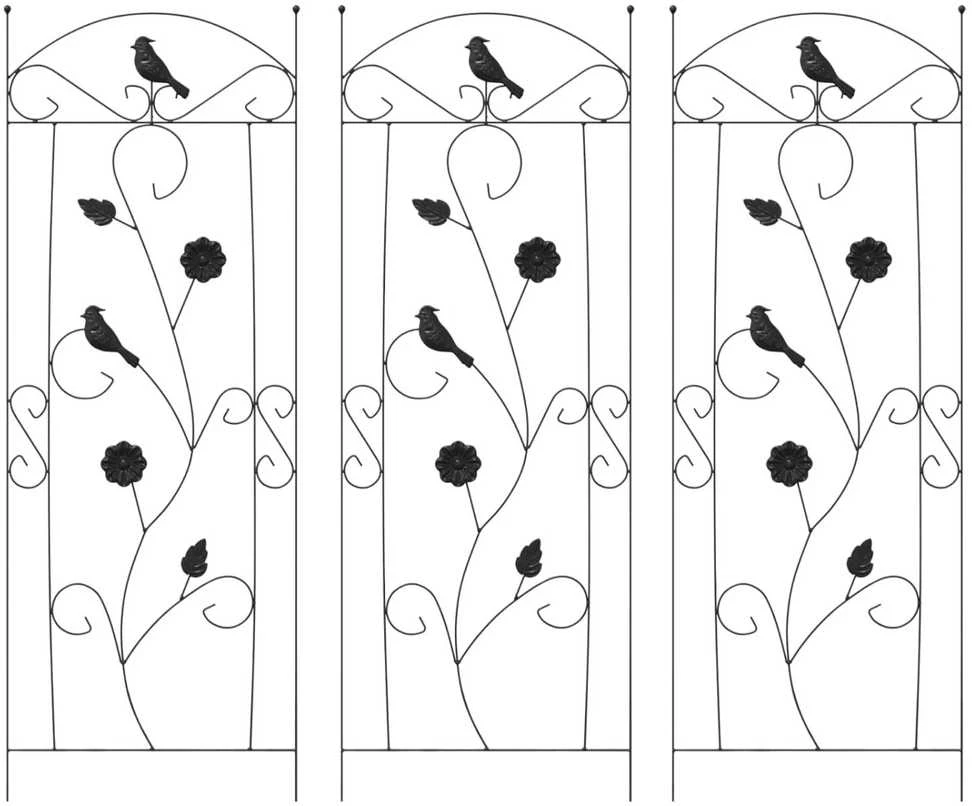 Sodo tvora 3 vnt. Juoda 110 x 40 cm Plienas