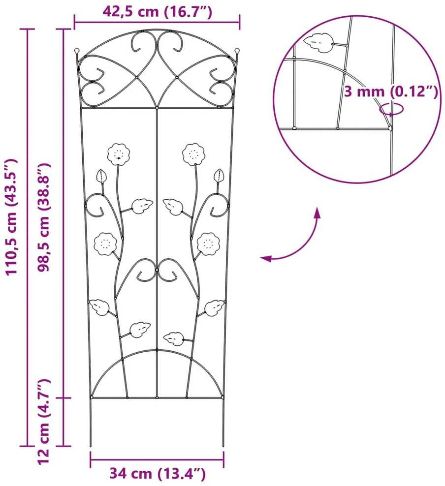 Sodo tvora 3 vnt. Juoda 110,5 x 42,5 cm Plienas