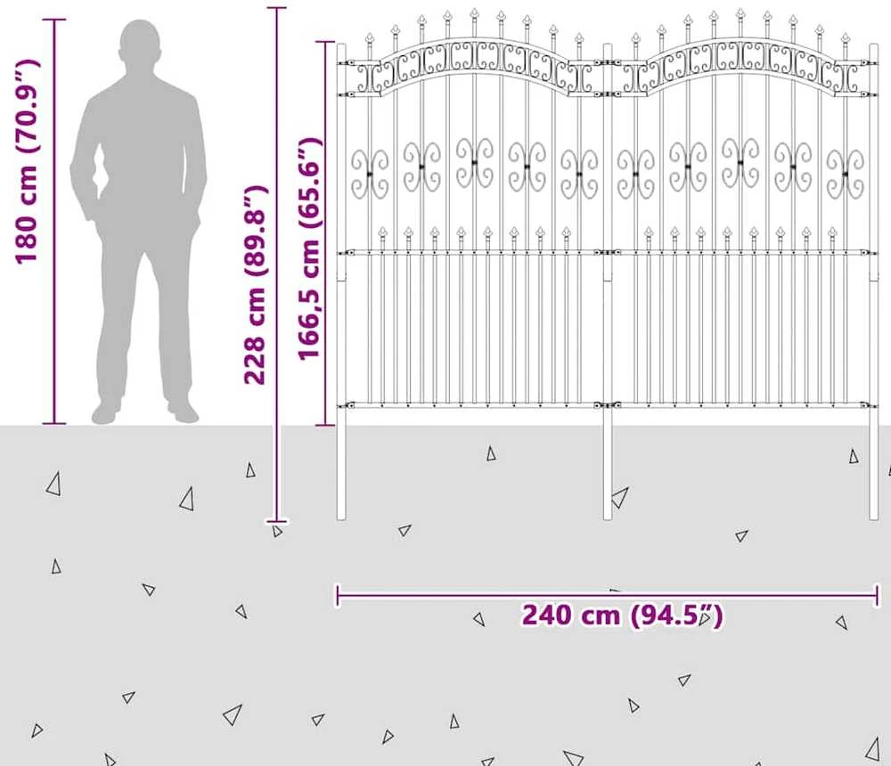 Sodo tvora su smailiomis viršūnėmis, juoda, 222cm, plienas