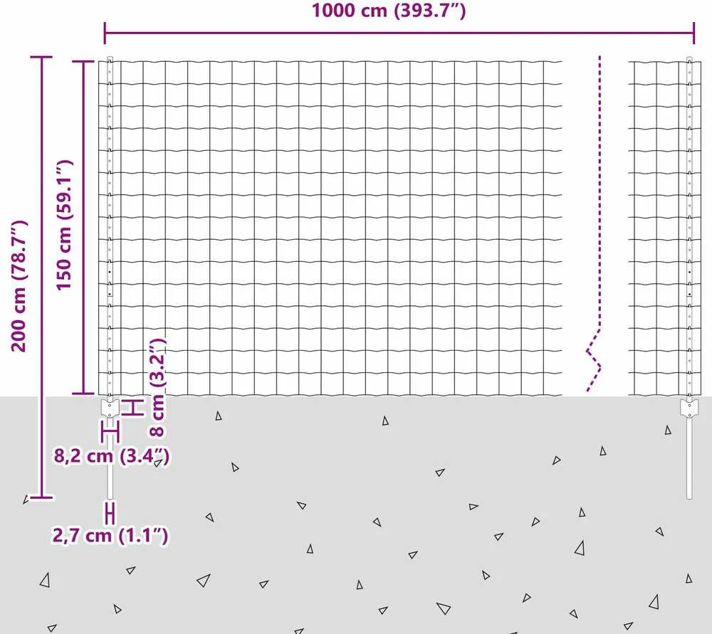 Euro tvoros su stulpu 10 x 1,5 m Galvanizuotas plienas