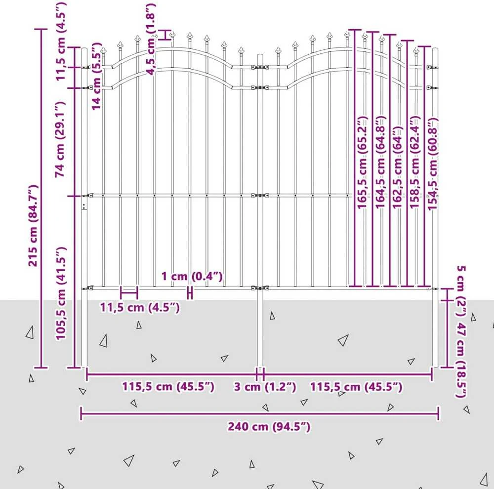 Sodo tvora WOERDEN 240 x 115 cm Pilka