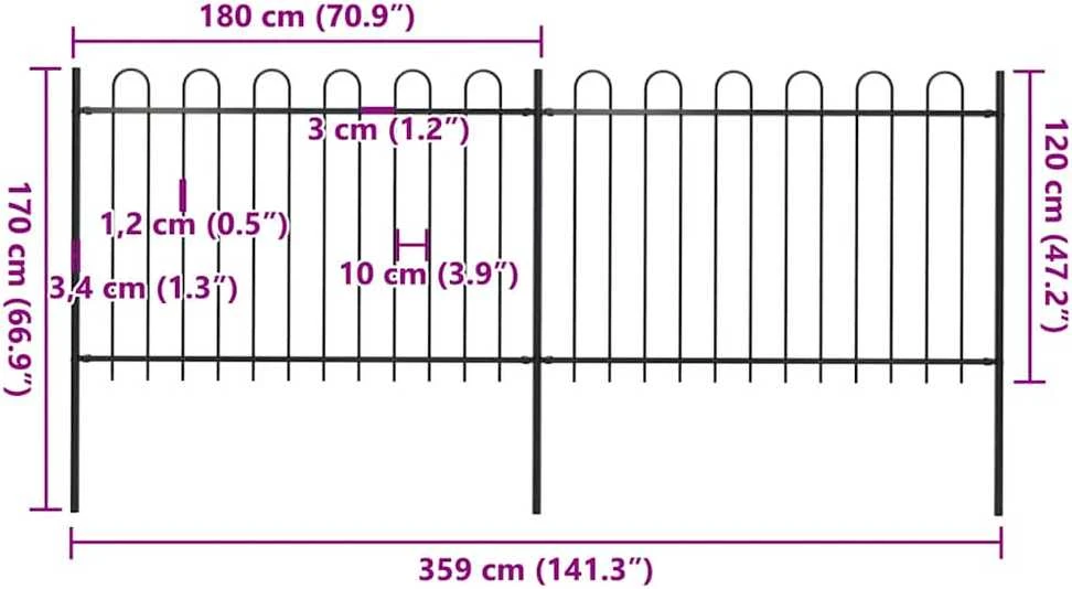 Sodo tvora su apvaliais viršugaliais, juoda, 3,4x1,2 m, plienas