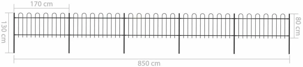 Sodo tvora su apvaliais viršugaliais, juoda, 8,5x0,8 m, plienas
