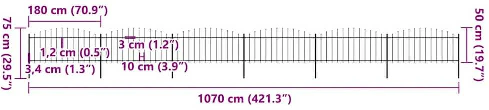 Sodo tvora su iečių viršug., juoda, (0,5-0,75)x10,2m, plienas