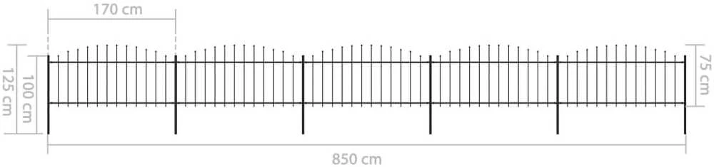 Sodo tvora su iečių viršug., juoda, (0,5-0,75)x8,5m, plienas
