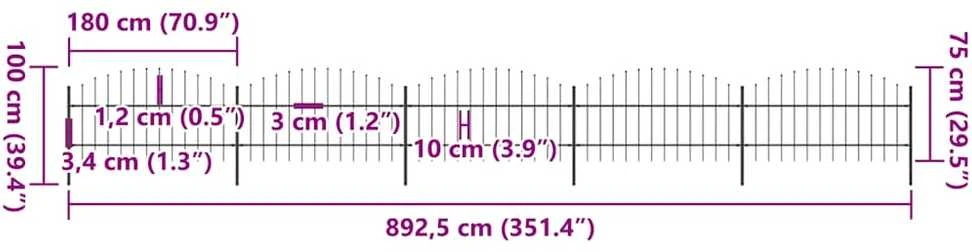 Sodo tvora su iečių viršug., juoda, (0,75-1)x8,5m, plienas