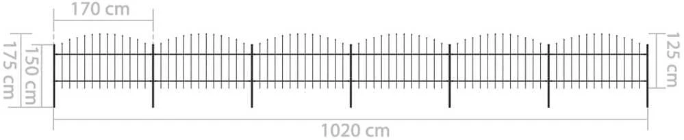 Sodo tvora su iečių viršug., juoda, (1-1,25)x10,2m, plienas