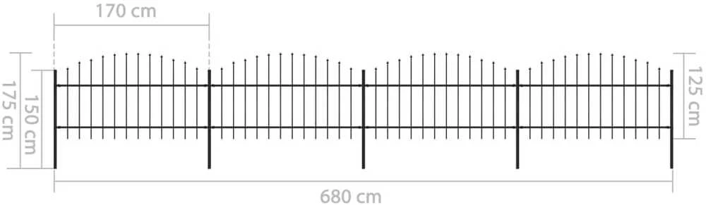 Sodo tvora su iečių viršug., juoda, (1-1,25)x6,8m, plienas