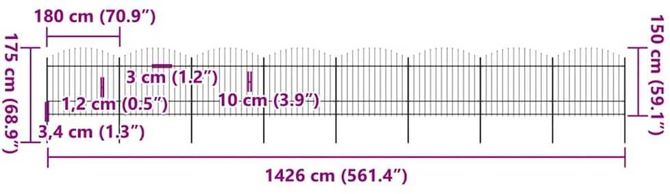 Sodo tvora su iečių viršug., juoda, (1,5-1,75)x13,6m, plienas