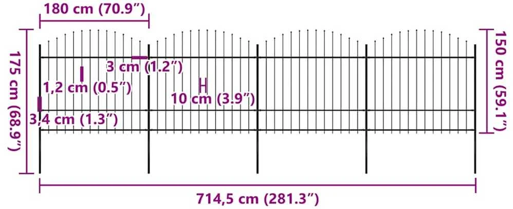 Sodo tvora su iečių viršug., juoda, (1,5-1,75)x6,8m, plienas