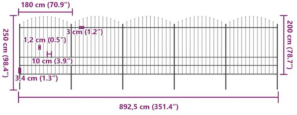 Sodo tvora su iečių viršug., juoda, (1,75-2)x8,5m, plienas