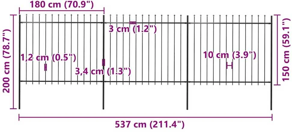 Sodo tvora su iečių viršugal., juoda, 5,1x1,5m, plienas
