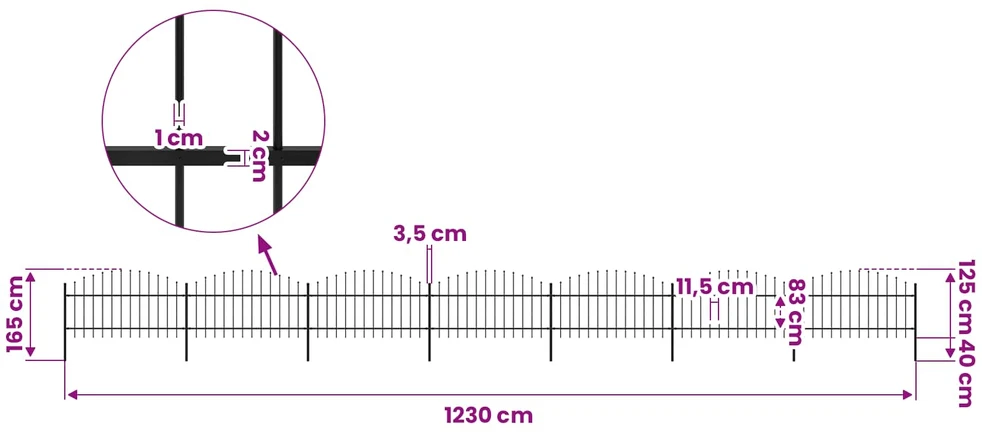 Sodo tvora su iečių viršug., juoda, (1-1,25)x11,9m, plienas