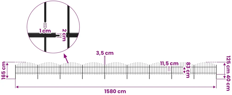 Sodo tvora su iečių viršug., juoda, (1-1,25)x15,3m, plienas